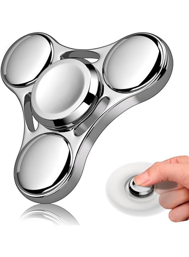 Fidget Spinners Toy, 2-5 Min Spins Time Stainless Steel R188 Bearing Metal Fidget Spinner, EDC ADHD Stress Anxiety Relieves, Fidget Spinner Toys for Kids and Adults (Silver) - Image 1
