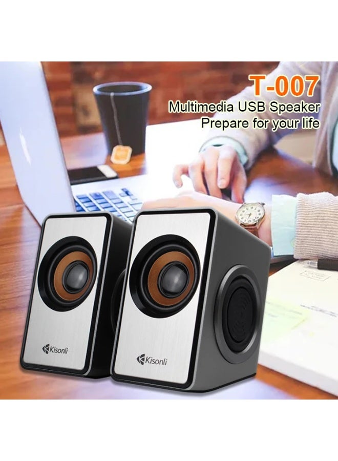 Kisonli T-007 2.0 Computer Speaker – Clear Stereo Sound with Deep Bass - Image 2