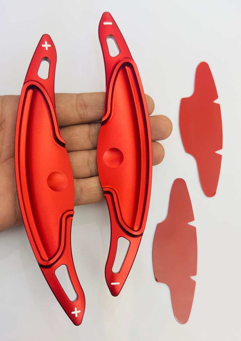 AUTO MT Red CNC Metal Paddle Shifter Extensions Compatible with Hyundai I-20 N-Line Venue N-Line Creta N-Line Interior Styling Parts Car Paddle Shifter Covers. - Image 1