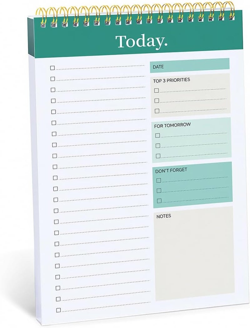 PREMIFY Daily To Do List Notepad – Spiral Bound Planner with PVC Cover – 52 Sheets Checklist for Productivity (6.5" x 9.8") - Image 1