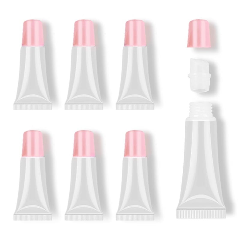AMORIX 6 Packs Lip Gloss Tubes 5ml Pink Cap Lip Gloss Containers Empty Lip Balm Tubes Cosmetic Squeeze Lipgloss Tubes for DIY Lip Gloss Base