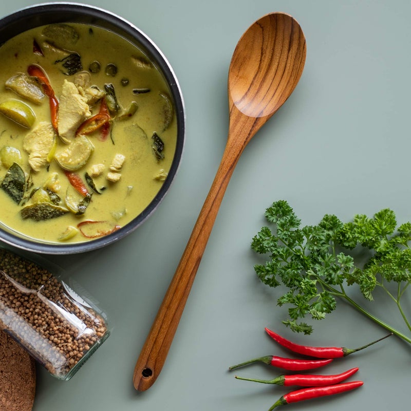 FAAY 13.5" Teak Cooking Spoon, Wooden Spoon, Mixing Spoon Handcraft from Teak | Healthy and High Moist Resistance for Non Stick Cookware - Image 2