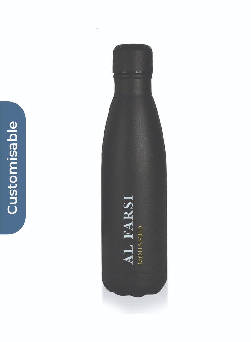 giftology Personalised RONDA - Stone Touch Insulated Water Bottle - Black - Image 3