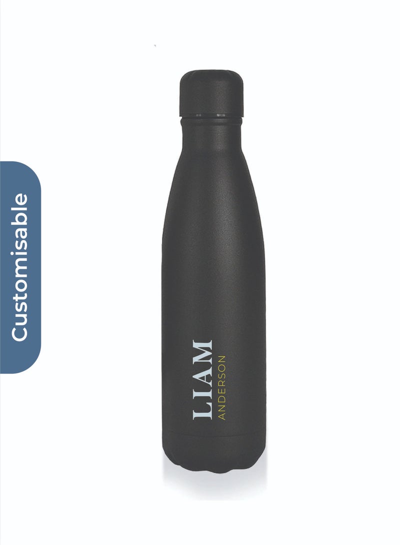 giftology Personalised RONDA - Stone Touch Insulated Water Bottle - Black - Image 2