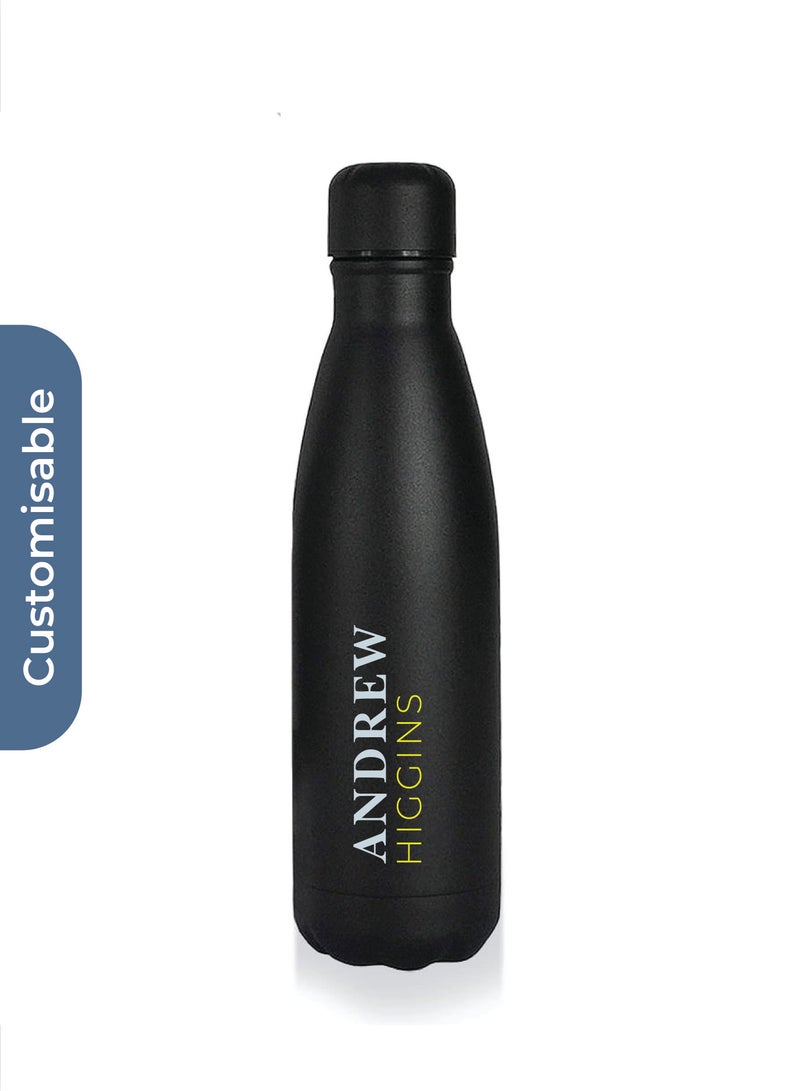 giftology Personalised RONDA - Stone Touch Insulated Water Bottle - Black - Image 1