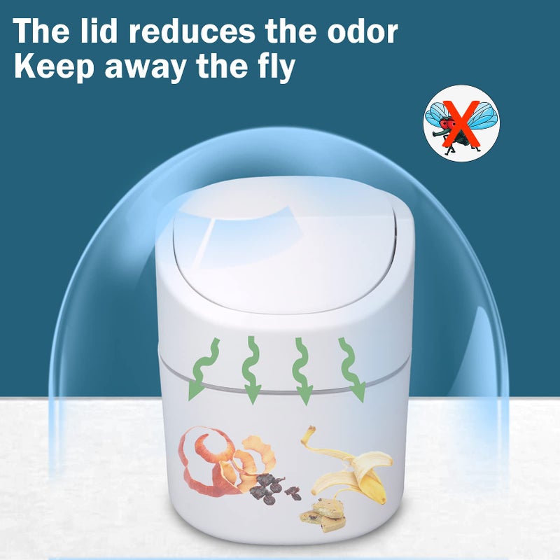 Business King Mini Desk Trash Can with Lid with Trash Bags 180 Pcs Swing-Lid Tiny Countertop Garbage Bin Small Table Top Plastic Covered Waste Basket - Image 2