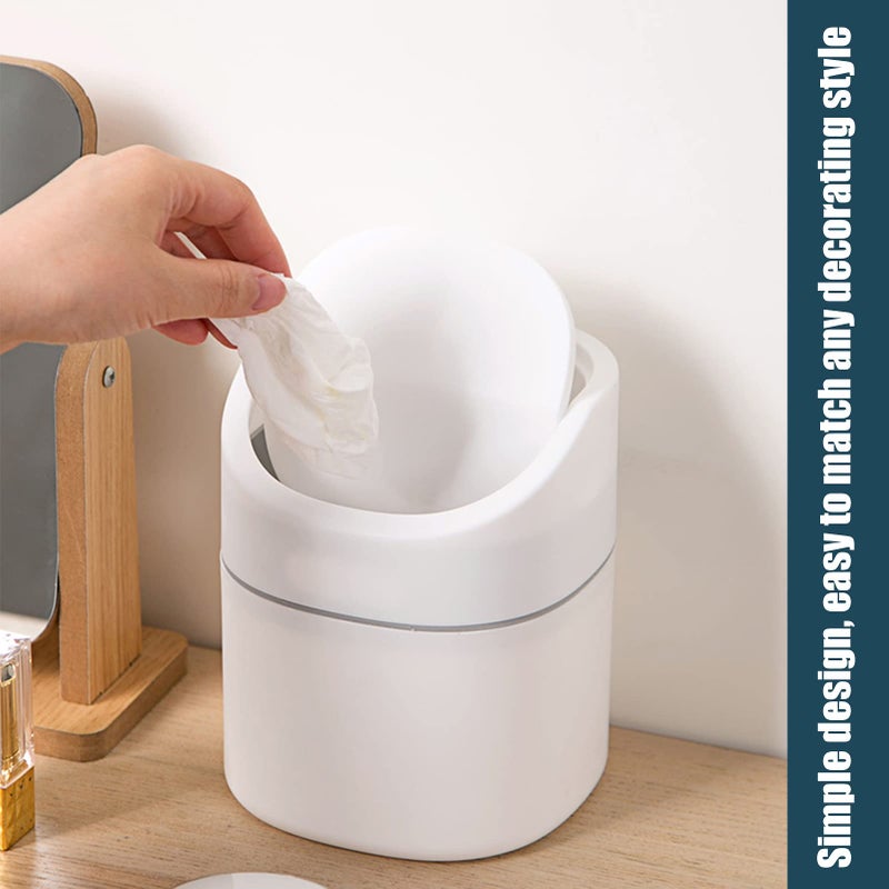 Business King Mini Desk Trash Can with Lid with Trash Bags 180 Pcs Swing-Lid Tiny Countertop Garbage Bin Small Table Top Plastic Covered Waste Basket - Image 3