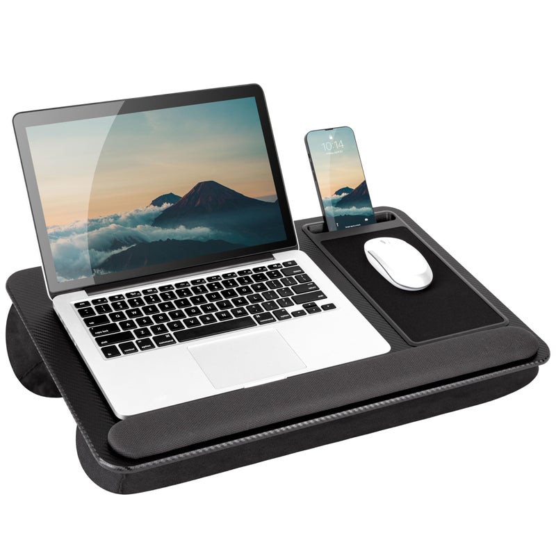 LAPGEAR Home Office Pro Lap Desk with Wrist Rest, Mouse Pad, and Phone Holder - Black Carbon - Fits up to 15.6 Inch Laptops - Style No. 91598 - Image 1