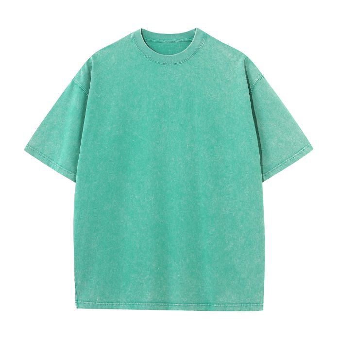 270G Washed Old Fried Snowflake Cotton Short Sleeve American Retro T-Shirt Men'S And Women'S Loose Oversize - Image 1