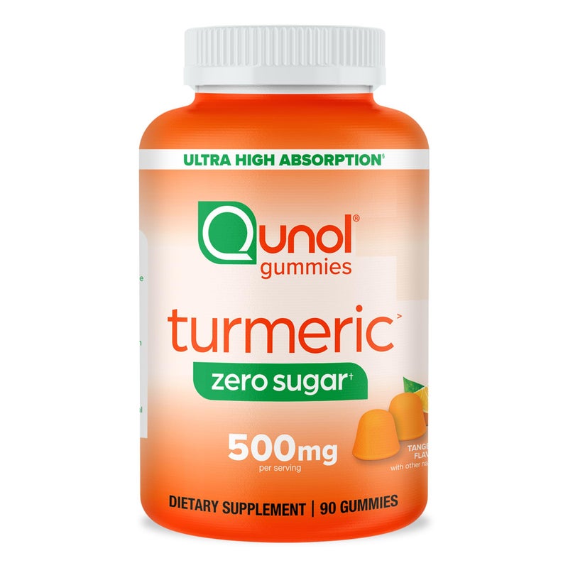 Qunol Zero Sugar Turmeric Gummies Gummy with 500mg Turmeric Curcumin Joint Support Supplement Ultra High Absorption Tumeric Curcumin Vegetarian Gluten Free 90 Count