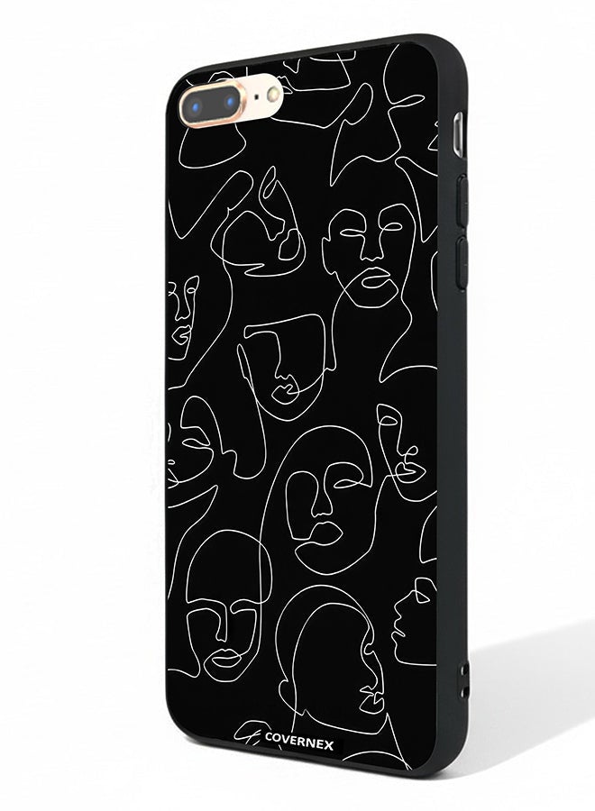 Covernex Apple iPhone 7 Plus Protective Case Cover Printed Featuring Abstract One Line Faces Art - Image 1