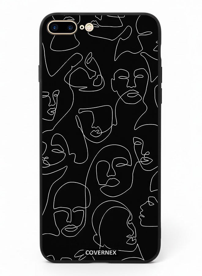 Covernex Apple iPhone 7 Plus Protective Case Cover Printed Featuring Abstract One Line Faces Art - Image 2