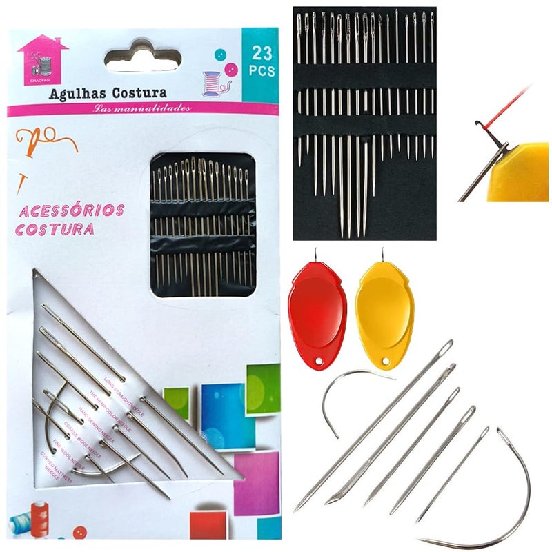 Jasol Hand Sewing Leather Needles Betweens Chenille Darners Embroidery Heavy Duty Shoe Hand Sewing Needles Kit Tapestry Assorted Sizes 25Count with 2 Needle Threader F4D23 - Image 1