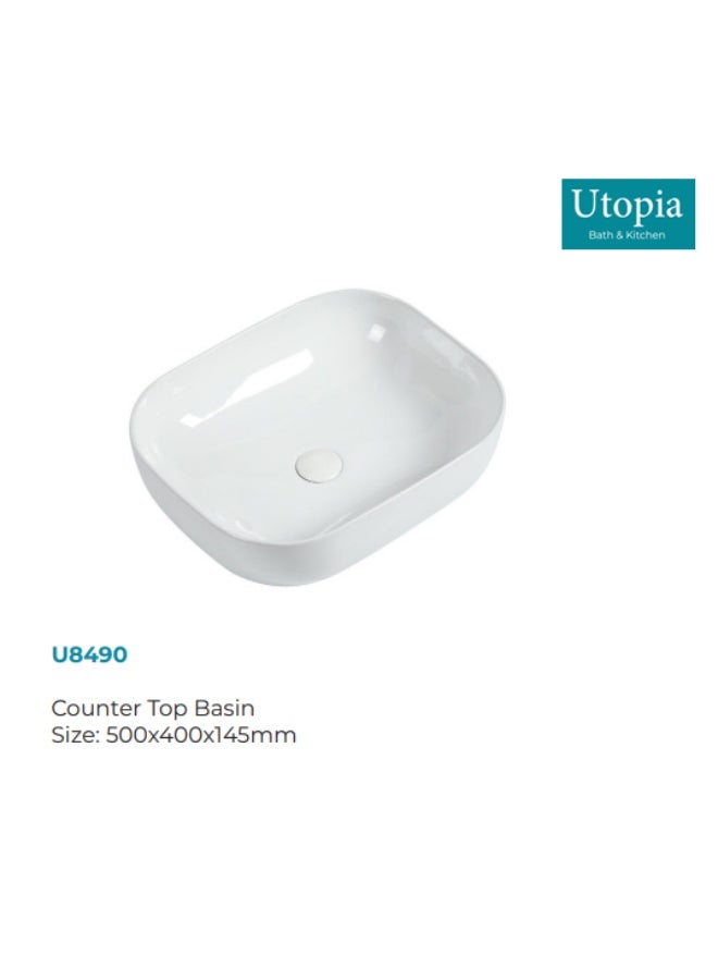 UTOPIA Counter Top Basin 500*400*145 mm, White (UK-Origin)
