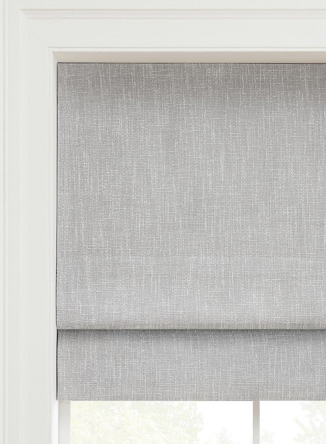 Eclipse Drew Roman Shades for Windows, Cordless 100% Blackout Shades, 23 in Wide x 64 in Long, Noise Reducing, Energy Efficient and Textured Solid Window Shades for Living Room, Bedroom, Smoke - Image 2