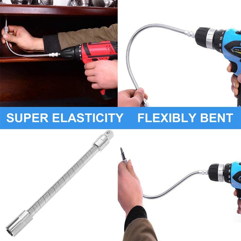 Flexible 1/2 Inch Socket Wrench Extension Bar, Spring Steel Ratchet Extension Rod with Bendable Shaft for Mechanic and Plumbing Use - Image 4