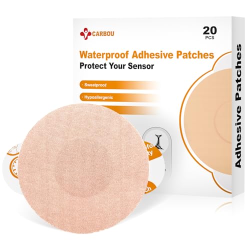 Carbou Freestyle Libre 2/3 Sensor Covers,20PCS Freestyle Adhesive Patches Waterproof CGM Cover for Libre,Enlite,Guardian –No Glue in The Center,Long Fixation for Your Sensor - Image 1