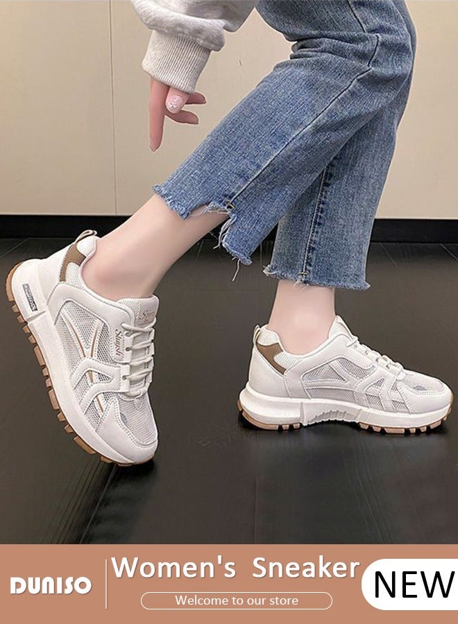 DUNISO Women's Platform Sneakers Low Top Walking Shoes for Lady Comfortable Lace Up   Fashion Breathable Casual Shoes for Indoor Outdoor Travel Work and Running Shoes - Image 1