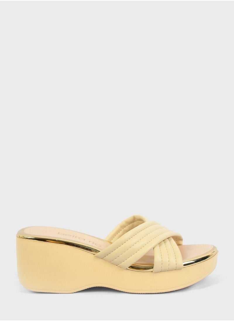 Beira Rio Mckenna Cross Strap Wedge Mid Heel Sandals  - Image 1