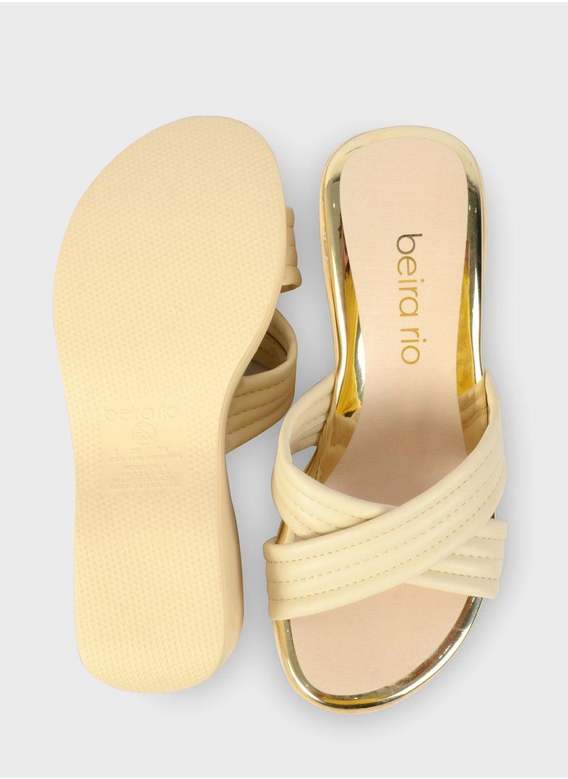Beira Rio Mckenna Cross Strap Wedge Mid Heel Sandals  - Image 5