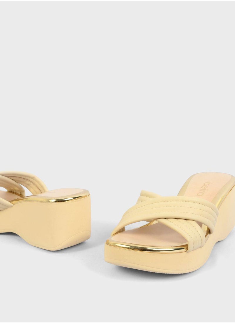 Beira Rio Mckenna Cross Strap Wedge Mid Heel Sandals  - Image 3
