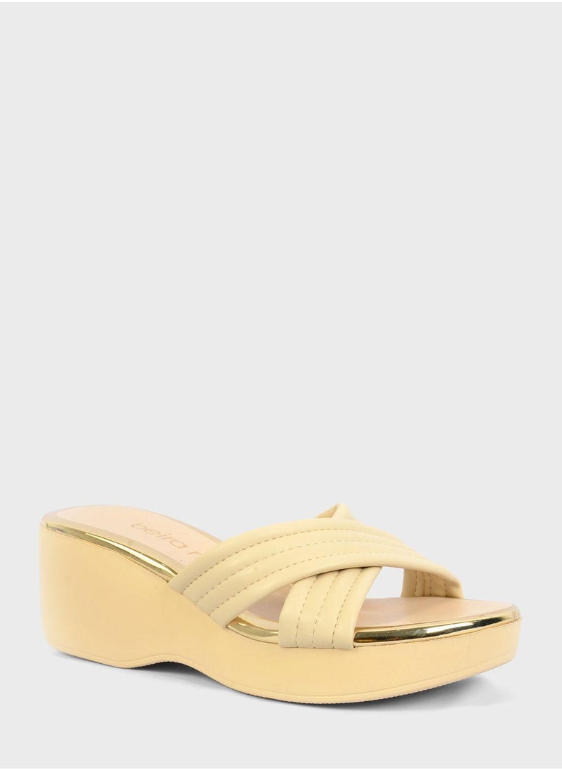 Beira Rio Mckenna Cross Strap Wedge Mid Heel Sandals  - Image 2