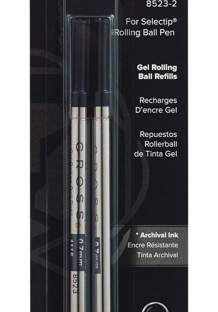 Cross 8523-2 Gel Rolling Ball Pen Refills, Black Ink, Pack of 2 - Image 1