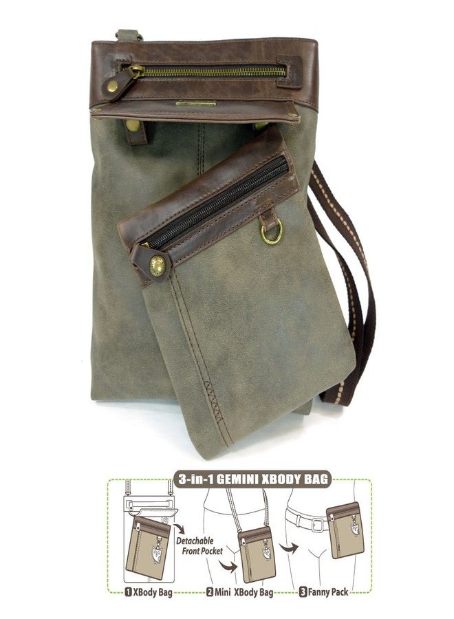 CHALA Gemini Crossbody Womens PU Leather 3 in 1 Shoulder Purse Crossbody Bag with Detachable Strap - stone gray - Image 5