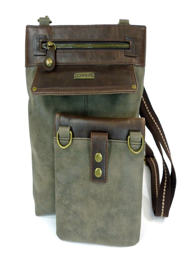 CHALA Gemini Crossbody Womens PU Leather 3 in 1 Shoulder Purse Crossbody Bag with Detachable Strap - stone gray - Image 4