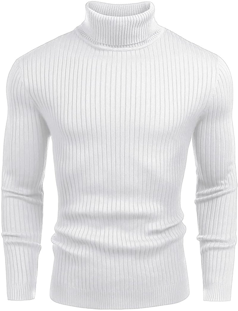 NORTHWIND Men's High Turtle Neck Cotton T-Shirt (White Pure, XX-Large) - Image 1