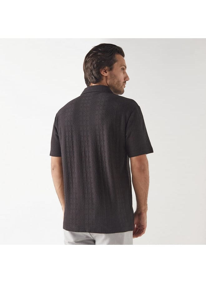 Iconic - Iconic Textured Shirt with Short Sleeves - Image 1