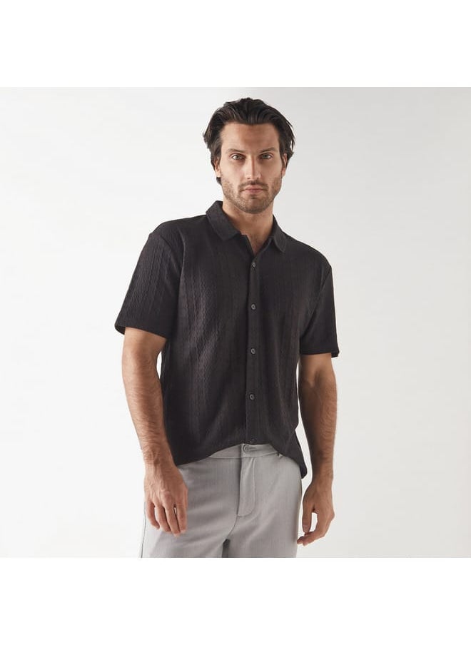 Iconic - Iconic Textured Shirt with Short Sleeves - Image 1