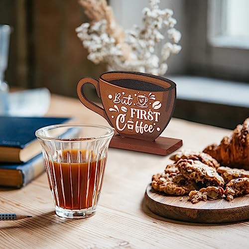 Blulu 5 Pieces Coffee Bar Decor Sign Farmhouse Coffee Bar Wood Signs Rustic Cafe Wooden Table Centerpiece Cafe Table Tiered Tray Decor for Home Kitchen Decorations - Image 4