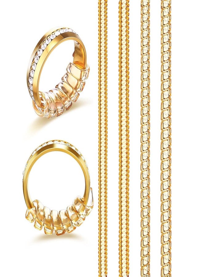 REDUCK Ring Size Adjuster for Loose Rings - 4 Sizes Ring Sizer Ring Tightener Resizer Fit Spiral Silicone Tightener Set(4 Pcs,Gold) - Image 1