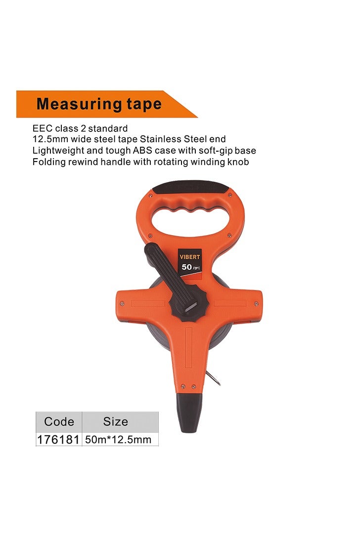 Veiber Long Measuring Tape – 100m x 12.5mm, Stainless Steel End, Foldable Rewind Handle - Image 5
