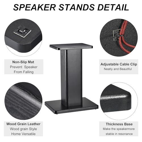 MECCANIXITY Wood Speaker Stands, 2 Pack 15.7 Inch (40cm) Universal Speaker Stand Hollowed Bases Enhanced Audio Listening for Home Theaters Cinema - Image 3