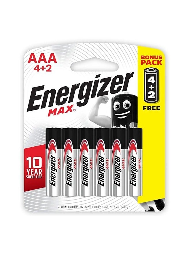 إنرجايزر عبوة بطارية ماكس برومو بحجم ايه من انرجايز بلاستيك مجوفة بها 4+2 حجر ريموت 1.5 فولت قلوي - Image 1