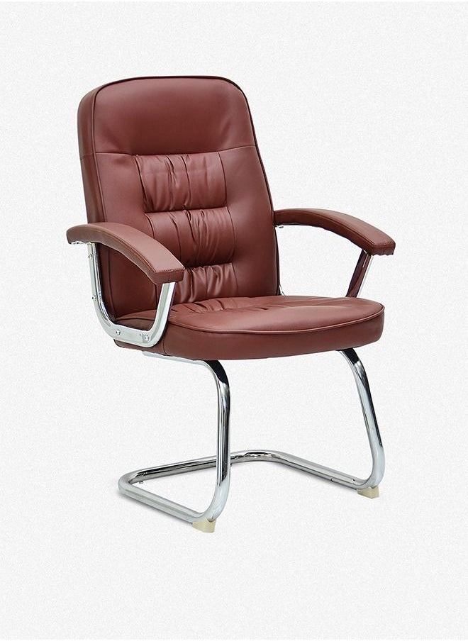 Multi Home Furniture Frame Visitor Chair MH-454V(BROWN) For Office Hospital School With Steel Frame And Faux Leather On Armrest  - Image 1