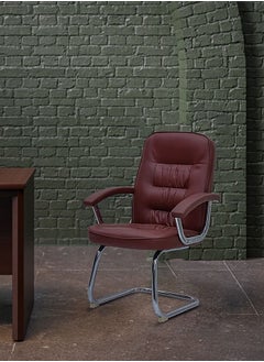 Multi Home Furniture Frame Visitor Chair MH-454V(BROWN) For Office Hospital School With Steel Frame And Faux Leather On Armrest  - Image 2