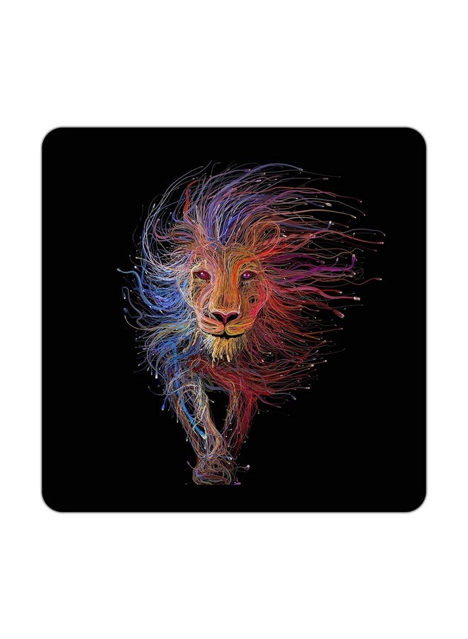 ASHVAH Lion Print/Typography Tea/Coffee Mug/Designer Handmade Wooden Coaster Set for Home Kitchen, Office Desk - Set of 4 - Square: 10cm - Image 4