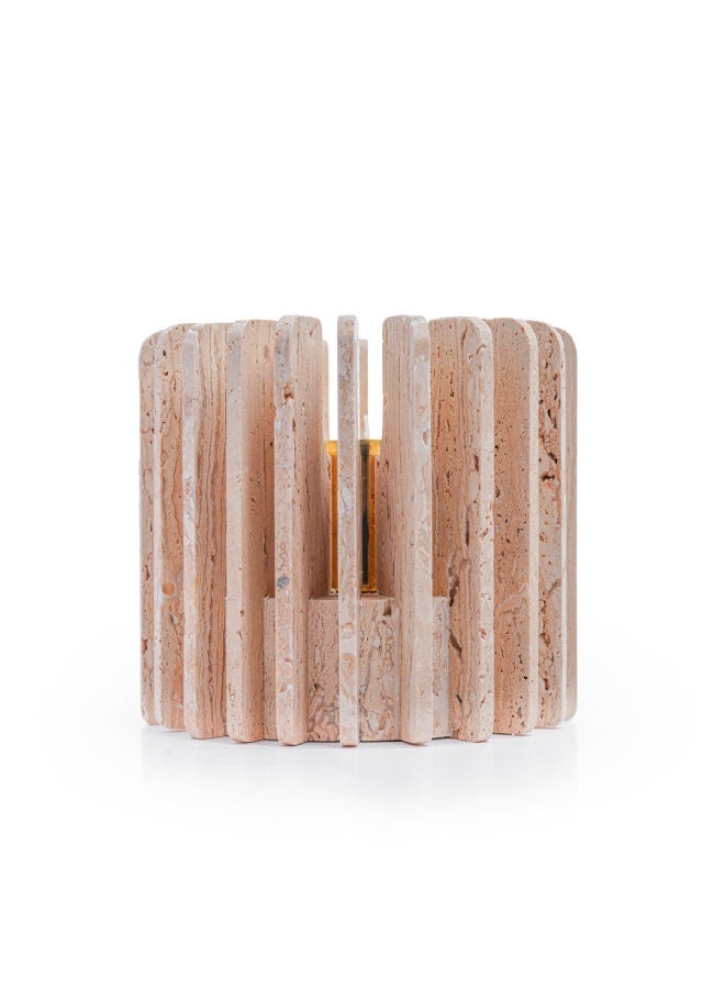 Layers Ochna (Beige Travertine) Natural Stone Multi-Purpose Holder – Incense Burner, Candle Holder, or Vase – Small Size - Image 3