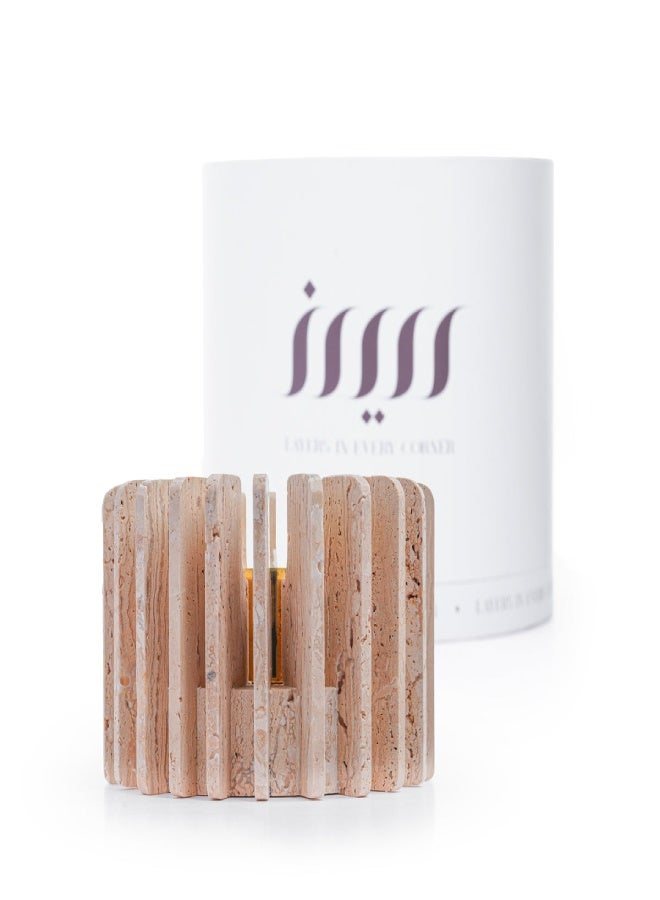 Layers Ochna (Beige Travertine) Natural Stone Multi-Purpose Holder – Incense Burner, Candle Holder, or Vase – Small Size - Image 1