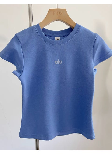 Alo yoga blue-purple casual short sleeves