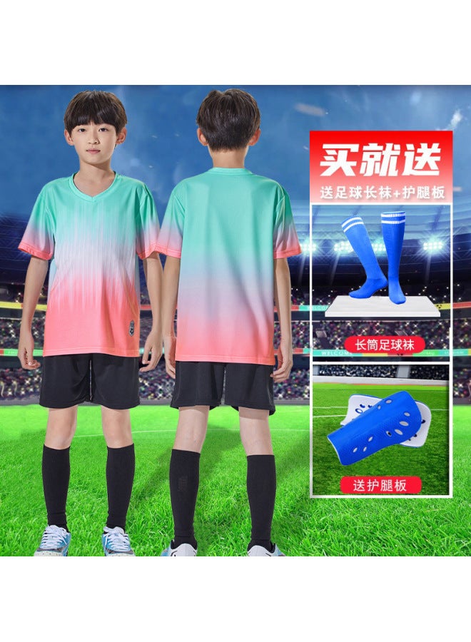 D8838 Green Red (default Board, Printing Please Contact Customer Service) Short Sleeve Football Jersey - Image 1