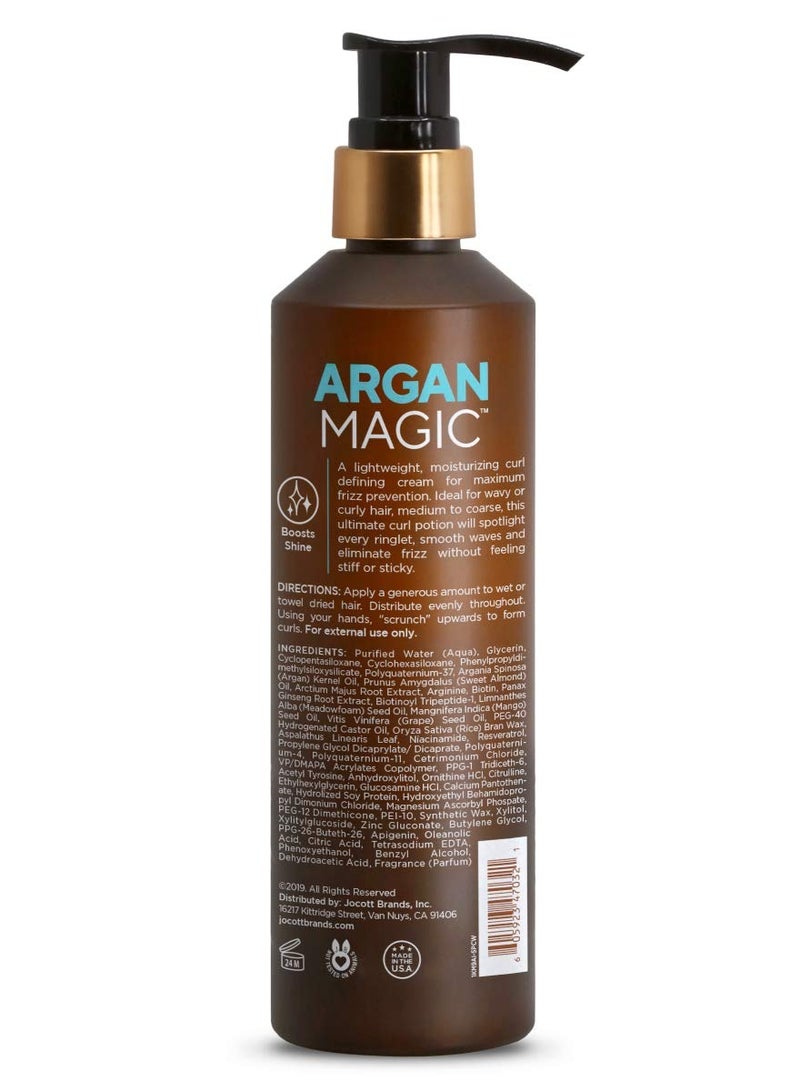 ARGAN MAGIC Argan Magic defining curl cream enhances waves and curls while adding definition conditions detangles and reduces frizz paraben free 8.5 ounce / 250 ml  - Image 2
