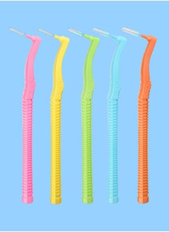 BONITO 5PCS Interdental Brush, Braces Toothbrush for Teeth Cleaning, L-Shaped Interdental Brushing Cleaning Adult Orthodontic Care (Pink+yellow+green+blue+orange)  - Image 1