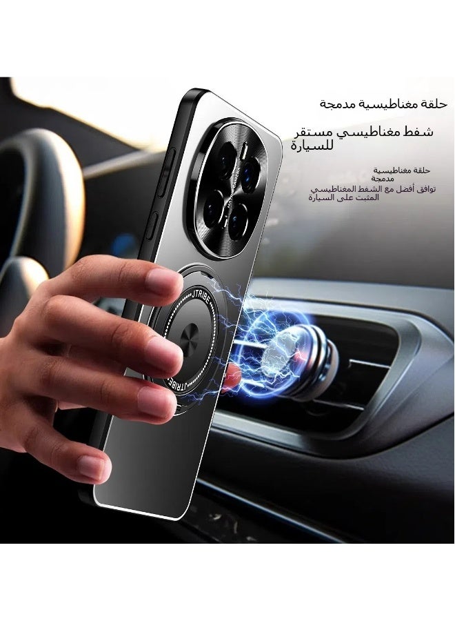 Case Compatible with Honor Magic 7 Pro Metal Matte Case Compatible with Mag-Safe  Camera Lens Protection Shockproof Slim Phone Case Cover with 360 Rotatable Ring Stand  - Image 5