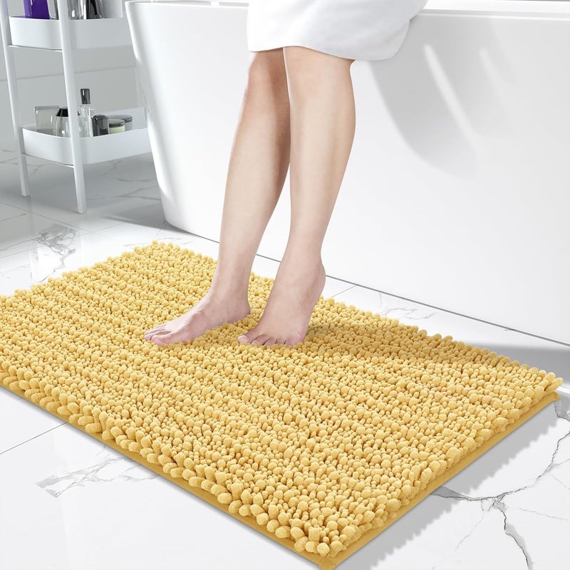 Yimobra Long Bathroom Rugs 44.1 X 24, Non Slip Soft Absorbent Water, Machine Washable Quick Dry, Thick Bath Mat for Bathroom Floor, Home Decor Accessories, Yellow - Image 1