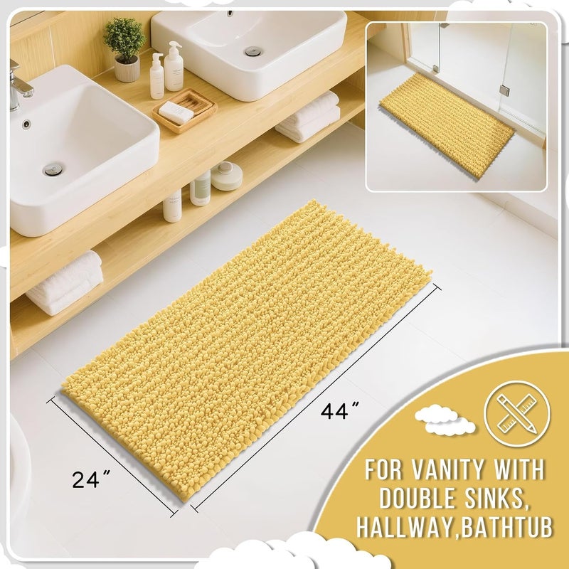 Yimobra Long Bathroom Rugs 44.1 X 24, Non Slip Soft Absorbent Water, Machine Washable Quick Dry, Thick Bath Mat for Bathroom Floor, Home Decor Accessories, Yellow - Image 2