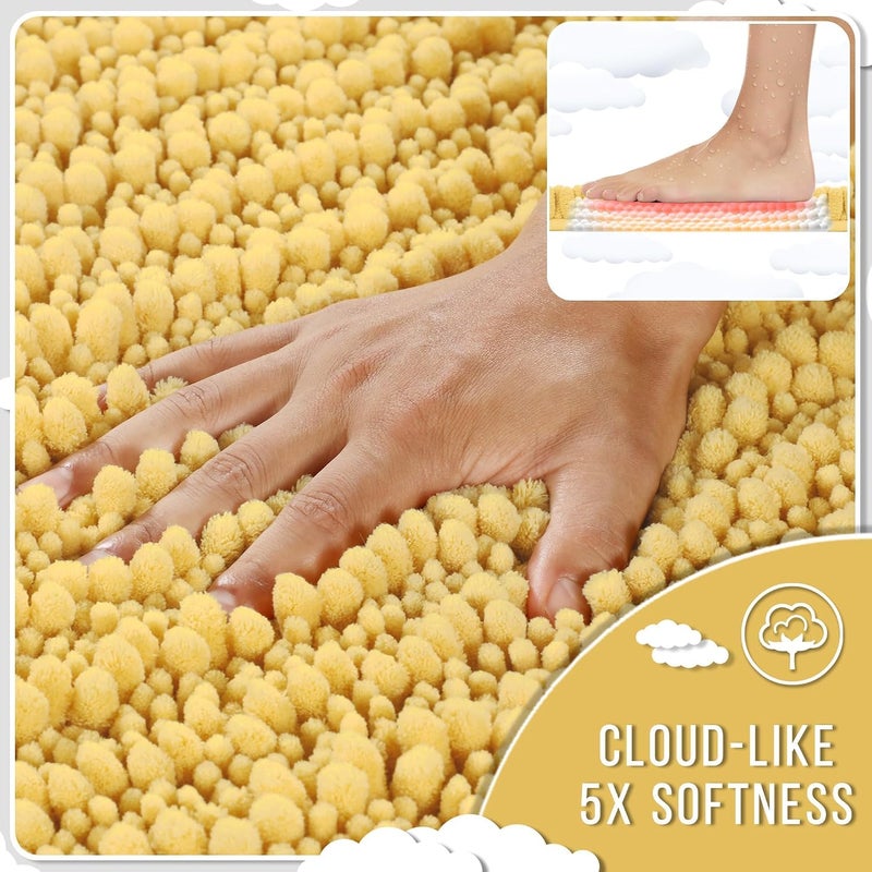 Yimobra Long Bathroom Rugs 44.1 X 24, Non Slip Soft Absorbent Water, Machine Washable Quick Dry, Thick Bath Mat for Bathroom Floor, Home Decor Accessories, Yellow - Image 4